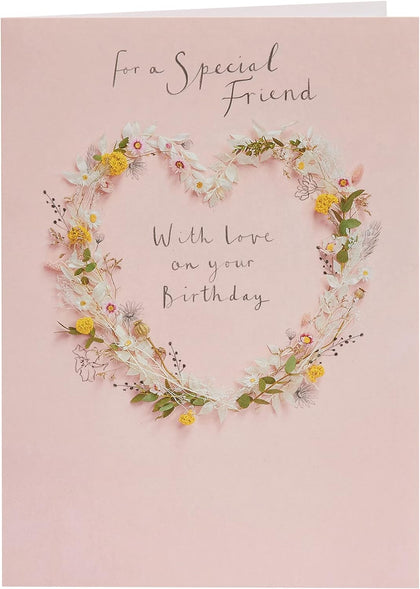 4 Cards x Floral Heart Design Birthday Card for Her/Friend