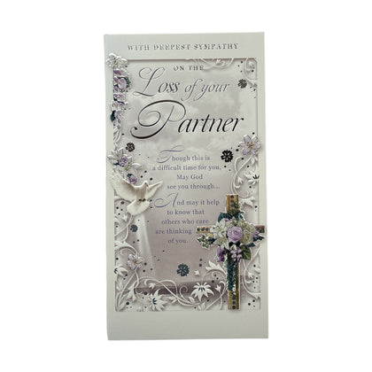 Loss of Partner Religious Cross Design Sympathy Opacity Card