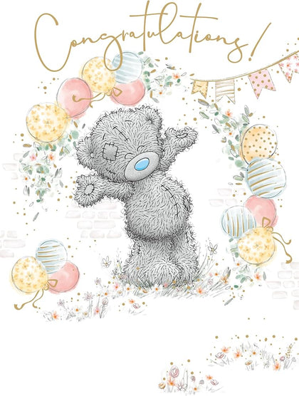 Bear With Balloons Congratulations Card