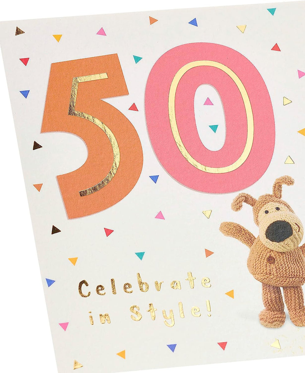 Boofle Geburtstagskarte Für Stiefmutter – Niedliches Design Mit Blumen Und Goldfolie