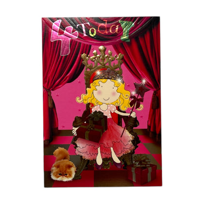 Age 4 Female Juvenile Princess Design Birthday Card