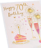 Pink Celebration Gold Design 70th Birthday Card