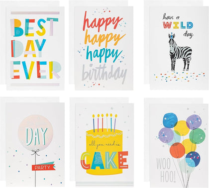 Assorted Multipack Pack of 24, 6 Designs Birthday Cards