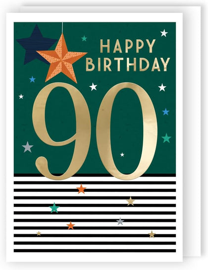 Gold Party! For Him Contemporary 90th Birthday Card