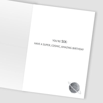 Space Planets Embellished Boys 6th Birthday Card