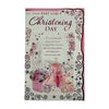 Pink Dress and Shoes Design Baby Girl Christening Day Opacity Card