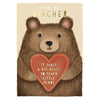 Fluffy Bear with Heart Design Thank You Teacher Card