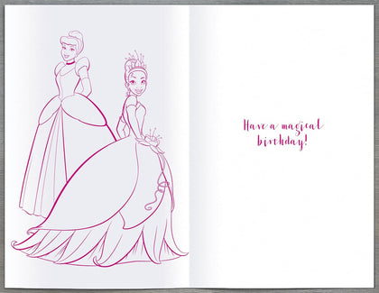 Princess Group Cinderella, Rapunzel, Tiana Design Birthday Girl Card