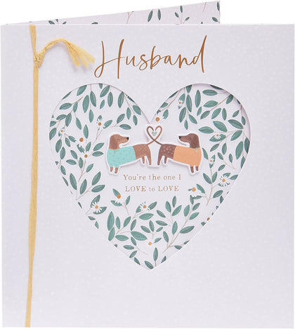 Romantic Design With Pair of Sausage Dogs Husband Birthday Card