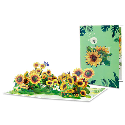 Golden Glow Sunflower Pop Up Greeting Card
