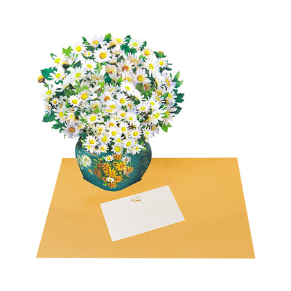 Golden Bloom White Daisy 3D Pop Up Vase Greeting Card