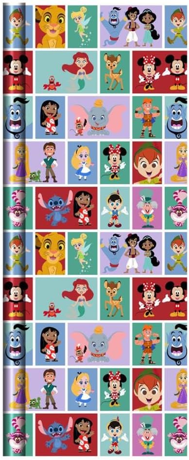 Disney Official Wrapping Paper 3 x 2 Metre Rolls for Birthdays, Christening or Christmas