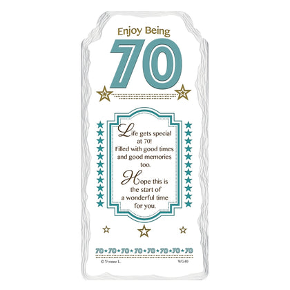 Enjoy Being 70 Sentimental Handcrafted Ceramic Plaque