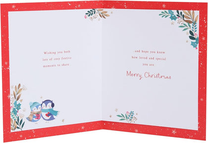 Owls in Wreath Nan & Grandad Christmas Card