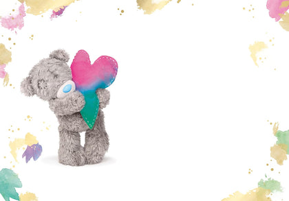 Bear Squeezing Big Heart Sending Hugs Blank Greeting Card
