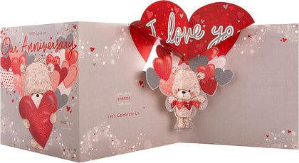 Large Pop-Out Hugsworth Bear Design Anniversary Card 