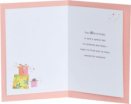 Pink Presents Design 80th Birthday Card