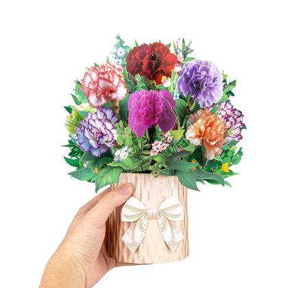 Elegant Carnation Bouquet Gift Design 3D Pop Up Card