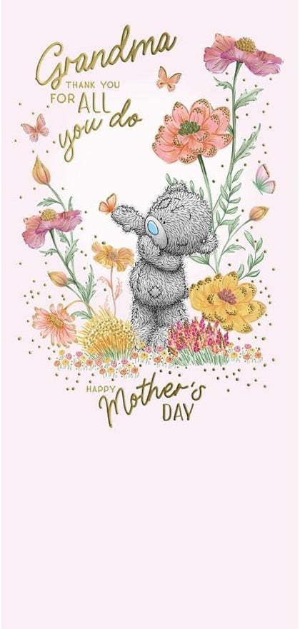 Bear And Butterflies Thank You Grandma Mother's Day Card