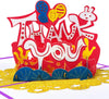Gold Base Colorful Lettering 3D Pop Up Thank You Card