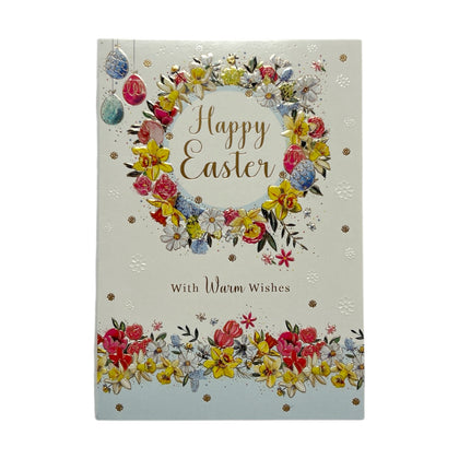 Spring Flower Wreath Design Warm Wishes Easter Card