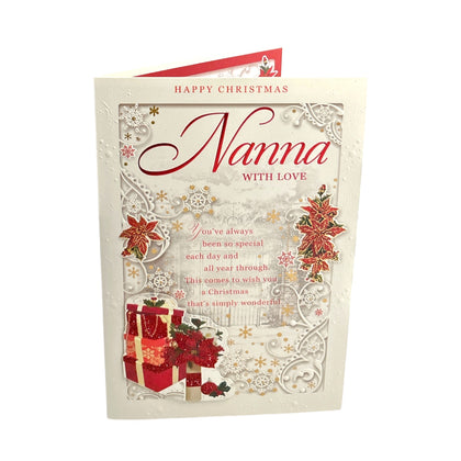 With Love Nanna Poinsettia & Presents Christmas Card