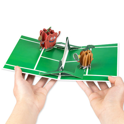 Tennis Game, Set, Snack! Cookie vs Apple Pop Up Card
