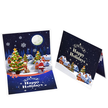 Snowy Night Scene Happy Holidays & New Year 3D Pop Up Christmas Card