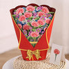 Carnation Bouquet Charm Red Wrap 3D Pop Up Greeting Card - Christmas Mother's Day Valentine's Day Wedding Anniversary
