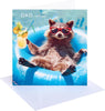 Racoon in Pool Design Dad Birthday Card