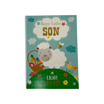 For Son Cute Lamb with Eggs Design Easter Card