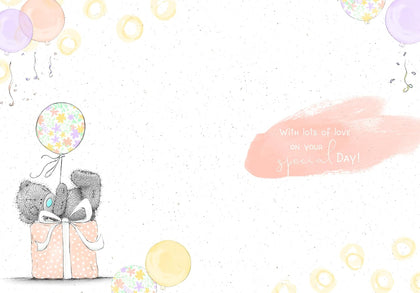 Bear Reaching For Balloon Celebration Birthday Card