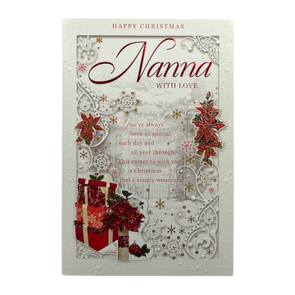 With Love Nanna Poinsettia & Presents Christmas Card