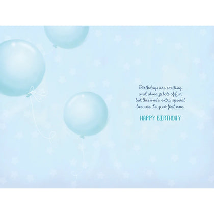 Elephant Holding Balloon With Trunk 1st Birthday Card