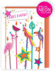Make A Wish! Party Parrot And Flamingo Fun! Hand-Finished Birthday Card