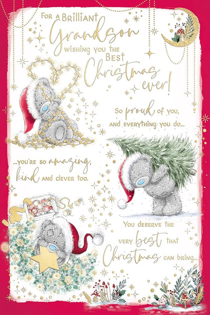 Bear In Xmas Scenes Storyboard Grandson Christmas Card