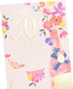 Floral Champagne Design 30th Birthday Card
