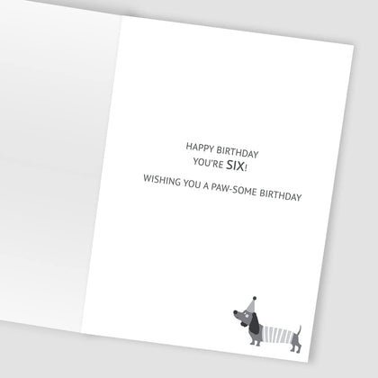 Sausage Dog Embellished 6th Birthday Card