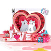 Romantic Cats in Heart Frame LOVE Design Pop Up Card