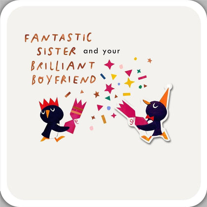Fantastic Sister and Brilliant Boyfriend Christmas Card