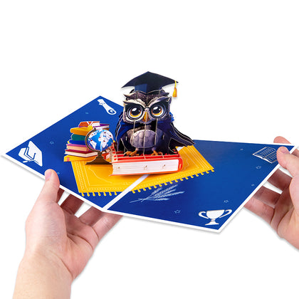 Owl Celebration Scene 3D Pop Up Graduation Congratulations Card