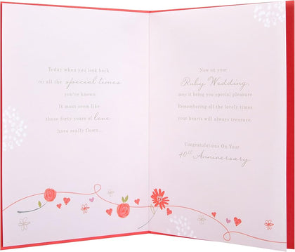 Traditional Design 40 Years Of Love Ruby Anniversary Congratulations Card