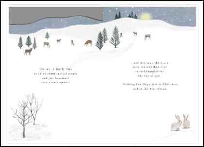 Die-Cut Illustrated Winter Scene Design For A Special Couple Christmas Card