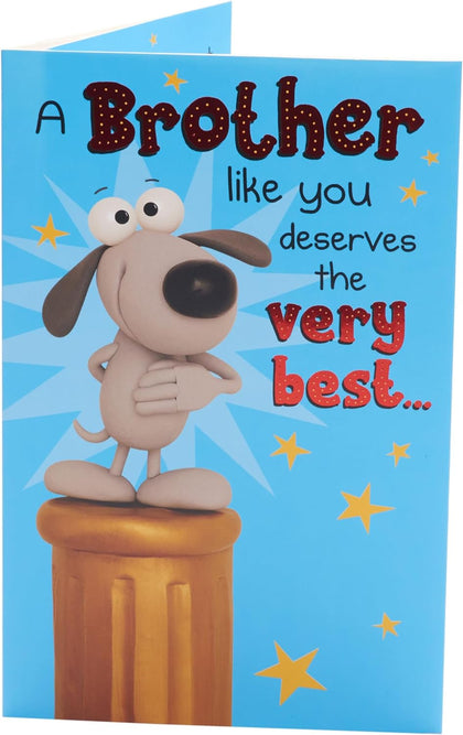 Pop-Up Cartoon Dog Design Brother Birthday Card