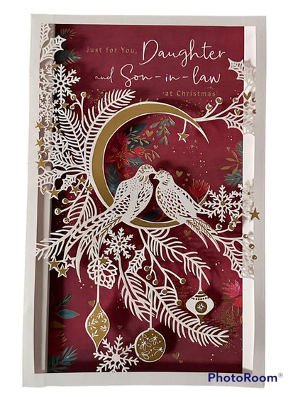Laser cut two doves-Daughter & Son In Law Christmas Card