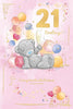 Bear Sat Amongst Balloons Embellished 21st Birthday Card