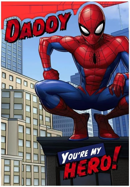 Daddy You're My Hero Spiderman Birthday Card