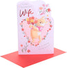 Winnie The Pooh with Bouquet Design Wife Valentine's Day Card