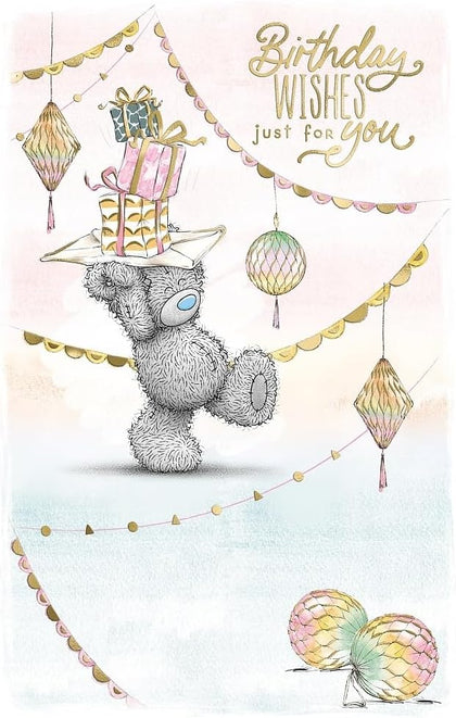 Bear Balancing Gifts Just For You Birthday Card