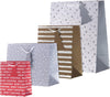 Festive Design 4 Pack Silver & Gold, Large, Medium, Small Christmas Gift Bags